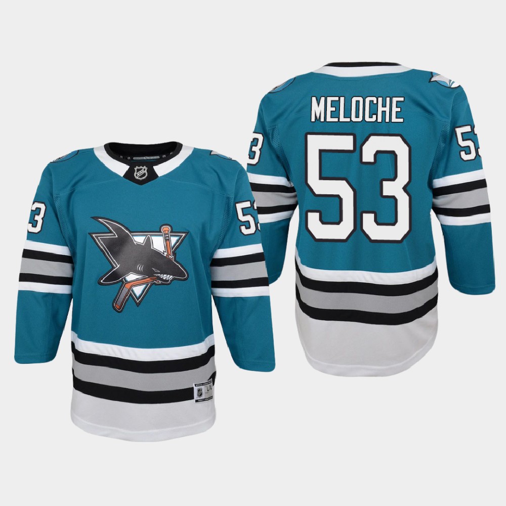 San Jose Sharks Youth Home Replica Custom Jersey - Teal