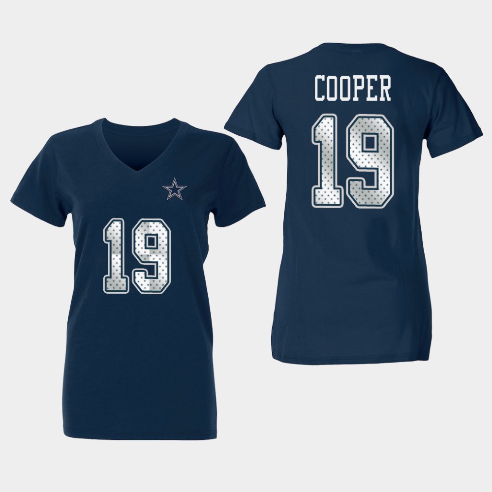 Women's Amari Cooper White Dallas Cowboys Ashlee Player Name & Number  V-Neck T-Shirt